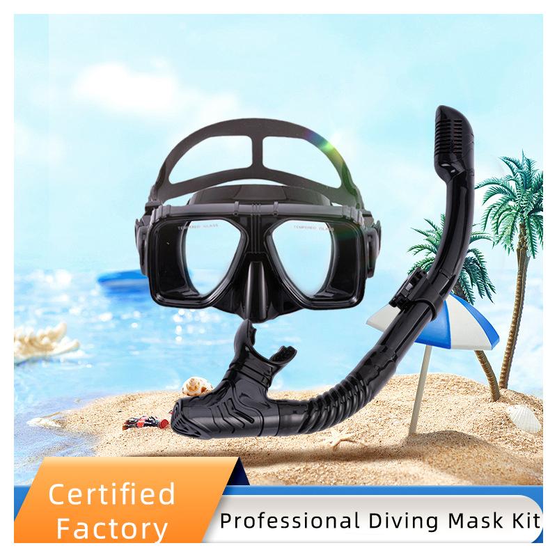 HD Tempered Glass Mask Set Best Face Snorkel Professional Diving Equipment Silicone Kit Diving Goggles