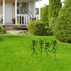 4pcs 2D Flat Printing, Dancing Skeleton Garden Stake Set, Halloween Decoration, Black, Outdoor Lawn Ground Plug Easy to Install