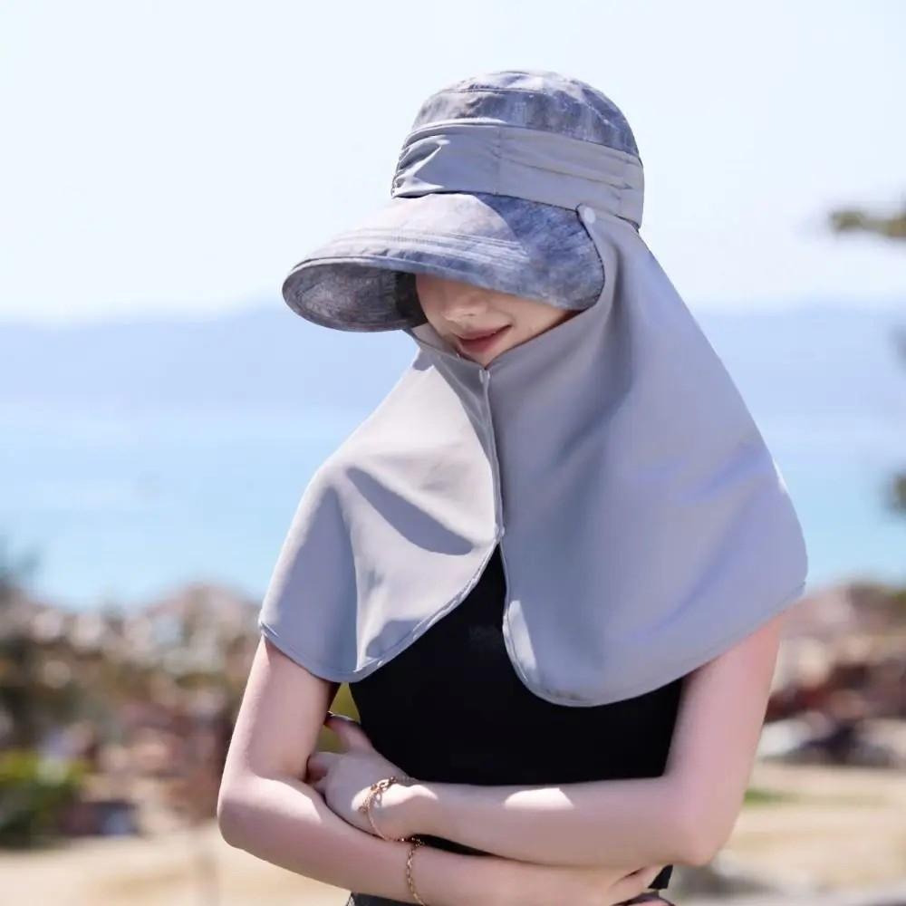 Portable Adjustable Fisherman Hat Uv Protection Solid Color Sunshade Sun Hat Mask Hat Summer