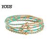 Multi-colored Beaded Bangles 5Pcs Bracelet Stack for Women Teenage Girls, Tiny Colorful Bead Jewelry Beads Bracelets, Elastic Stretch Boho Accessories