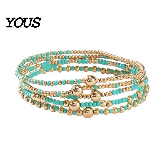 Multi-colored Beaded Bangles 5Pcs Bracelet Stack for Women Teenage Girls, Tiny Colorful Bead Jewelry Beads Bracelets, Elastic Stretch Boho Accessories