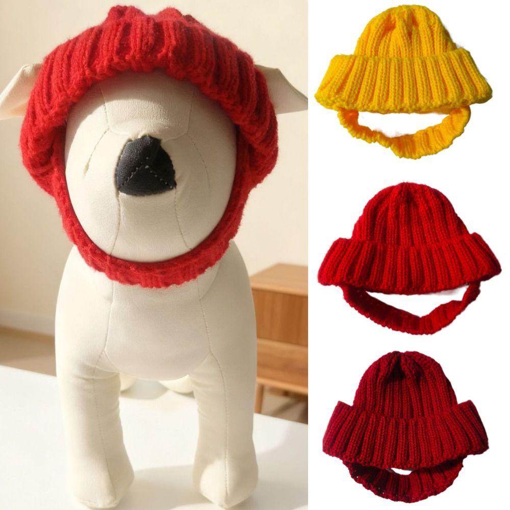 Ear-Exposed Pet Knitted Hat Cute Pet Ears Covers Headgear Dog Ear Muffs Winter