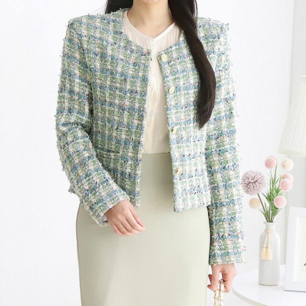 Morris Coming Home Long Sleeve Jacket Check Pattern Fringe Tweed M2602jk022a