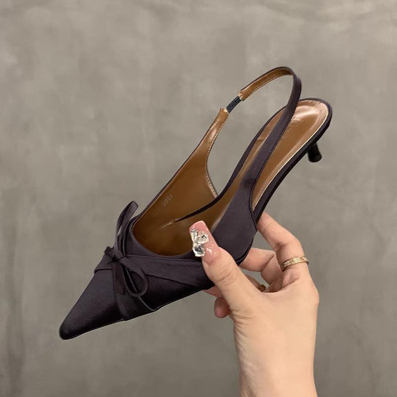 

2024 Женские Летние Новые Простые Однотонные Модные Остроносые Туфли на Высоком Каблуке из ПУ Кожи Дизайнерский Бренд Уличные Банкетные Женские Сандалии 35 фиолетовый