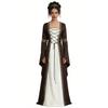 Abito Medievale Rinascimentale con Mantello, Abito Lungo Vittoriano con Lacci per Donna, Ideale per Halloween, Cosplay e Feste a Tema