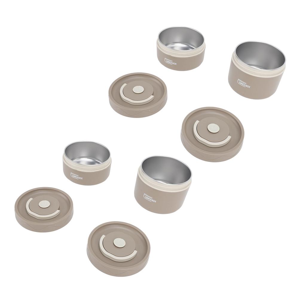 Insulated Lunch Container 304 Stainless Steel Sealed Multifunction Portable Round Thermal Bento Box with Thermal Bag