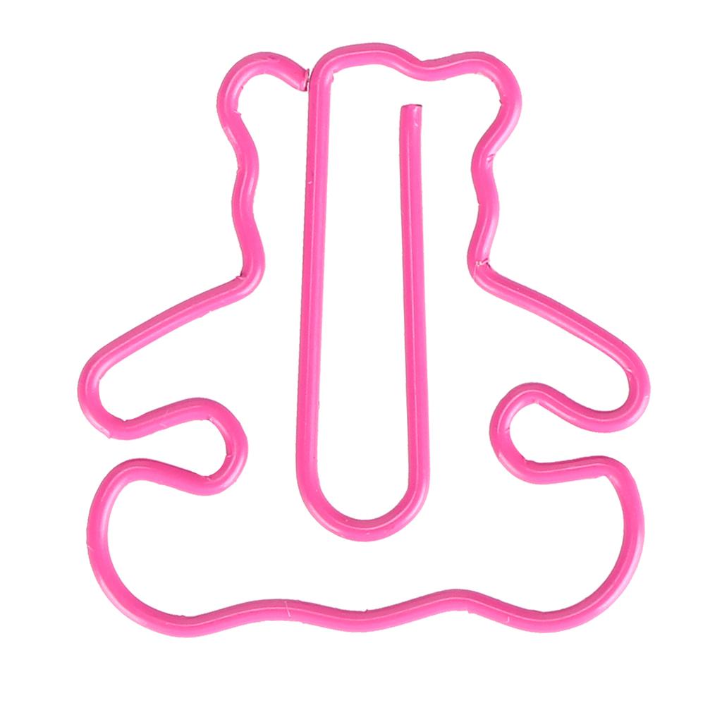 20PCS   Plastic Coated Wire Paperclip Bear Shape Bookmark Clip File Notebook Holder