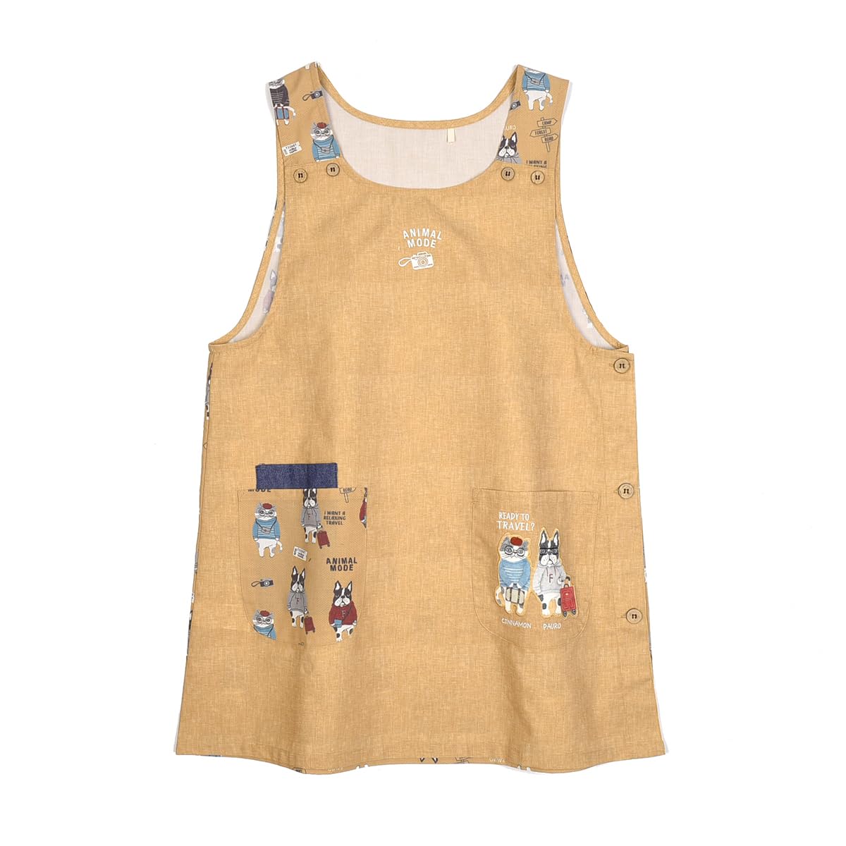 

Apron Animal Mode Side Button Apron 247537 Yellow [Kusuguru Japan] M-L