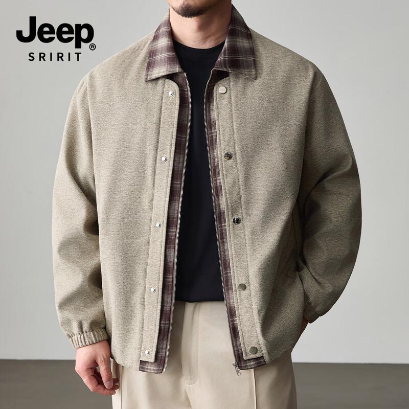 

JEEP SPIRIT Men s Plaid Patchwork Faux Two-Piece Jacket 3XL