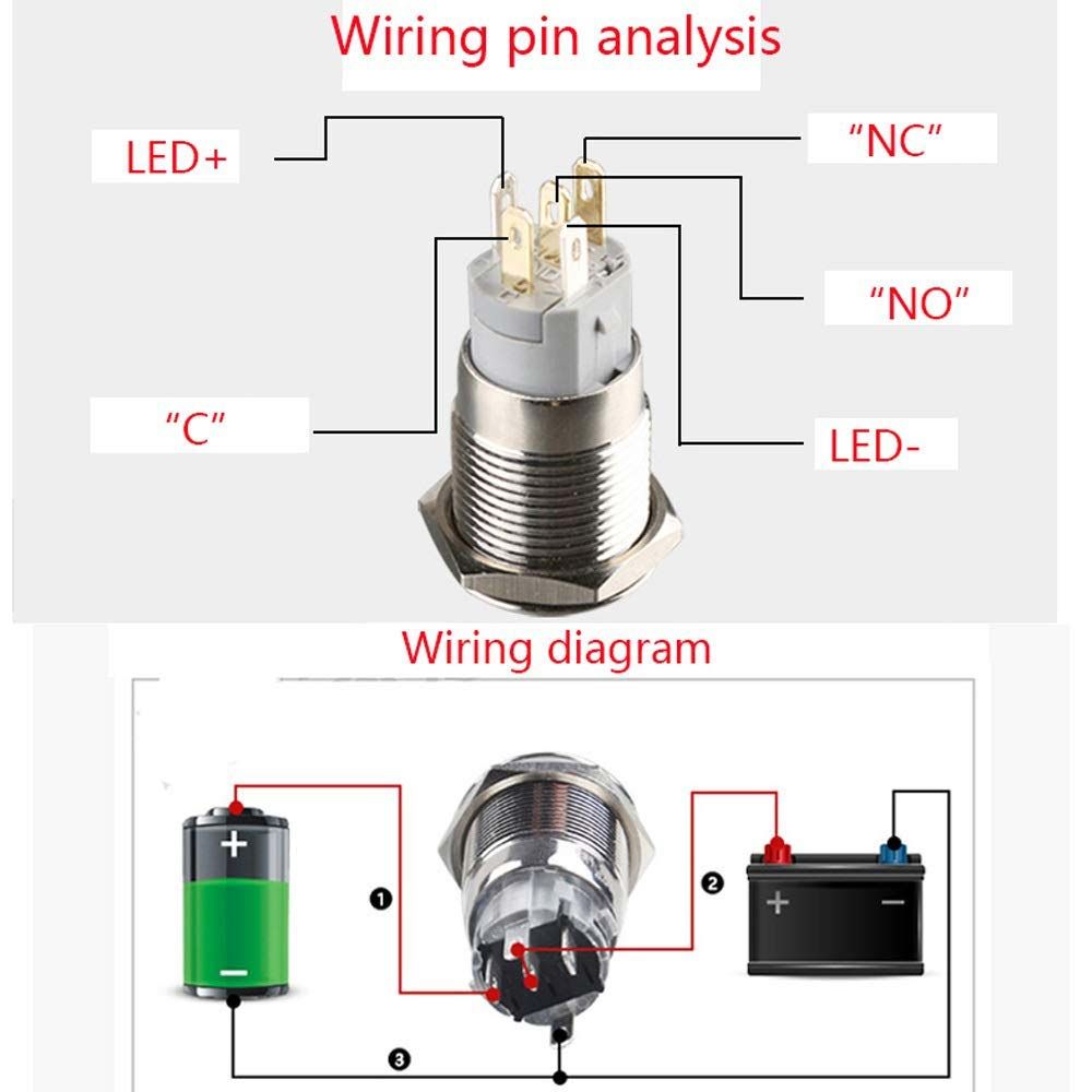 Connector Motorcycle LED Light Switch Fog Light switch Handlebar Mount Push Button Push Button