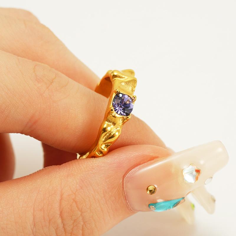 Bague ouverte 2026 Pierre Lumineuse Bague Zirconium Rétro 18K pour Femme