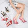 Nouvelles Sandales Européennes Métal Fines à Talons Aiguilles Très Hauts Grandes Tailles Pour Reine de Boîte de Nuit Crossdresser Spectacle WZ-C16-55