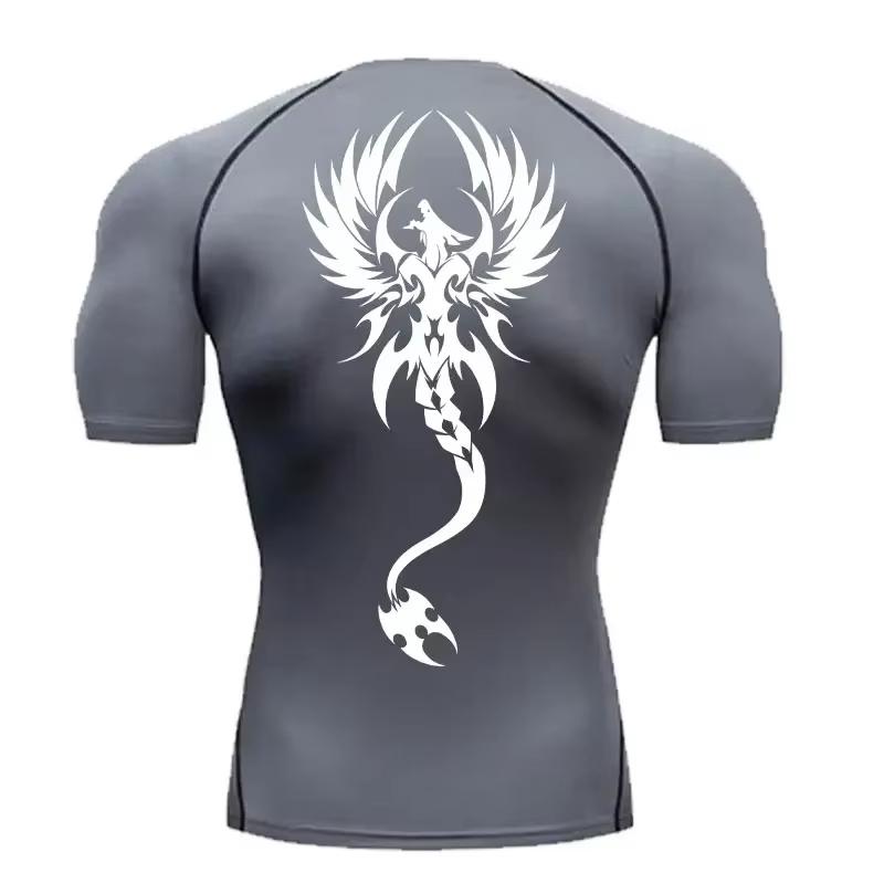 Men's Trendy Graphic-Print Compression Shirt – Summer Quick-Dry Athletic T-Shirt for Gym Workouts and Running RL811
