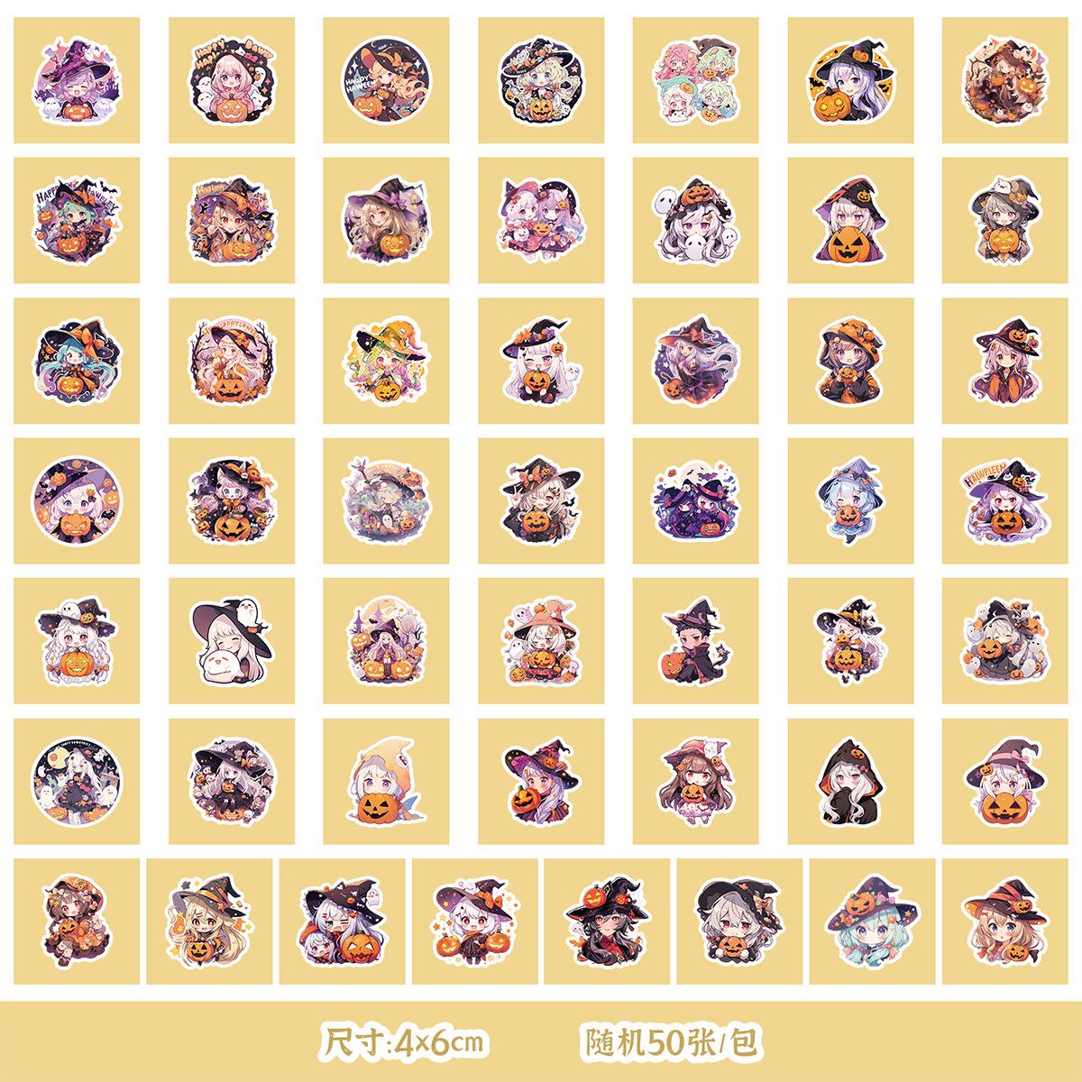 

50/100 Halloween Stickers Mobile Ticket Waterproof Decorative Stickers Children s DIY Hand Account Stickers