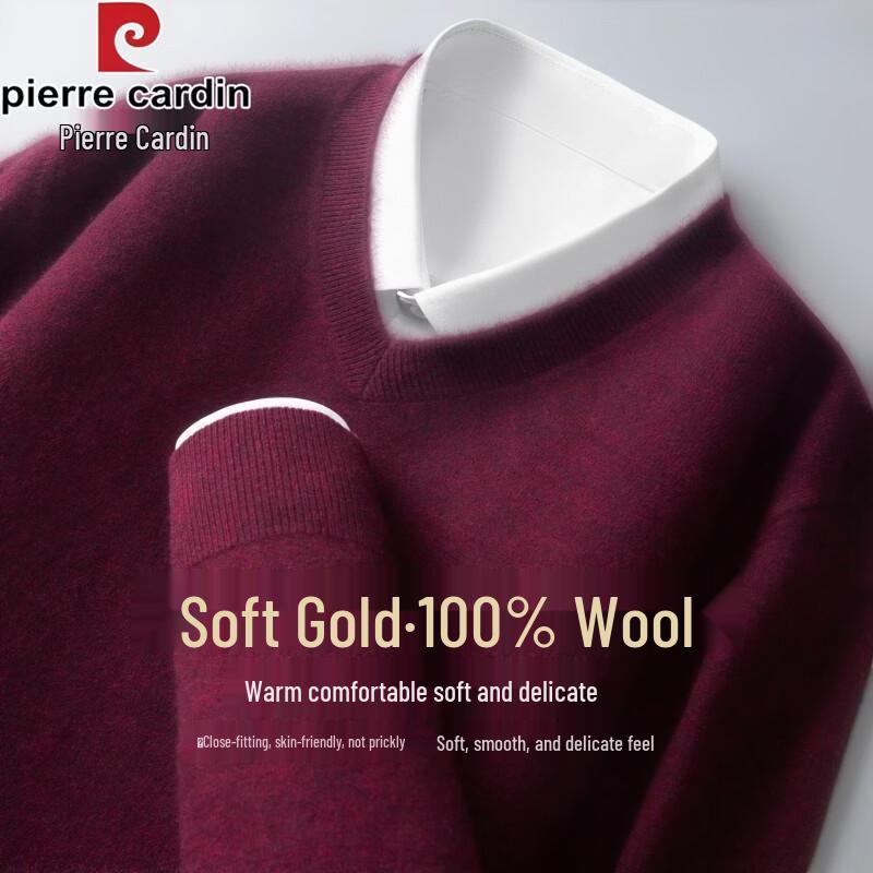 Pierre Cardin Men's 100% Wool V-Neck Pullover Sweater
