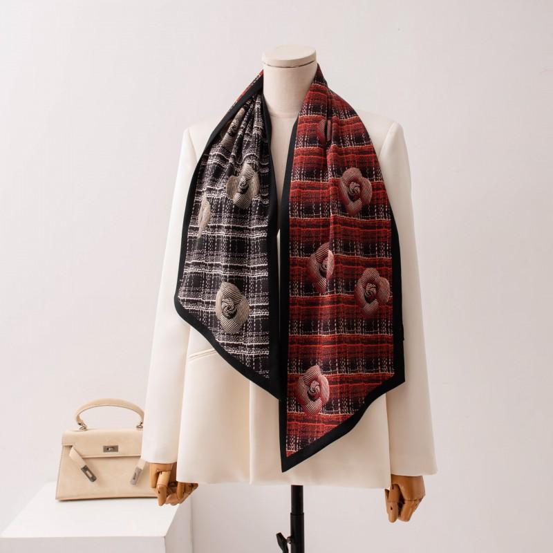 2026 Silk Wool Double Layer Scarf Light Luxury Fashion Neck Warmer
