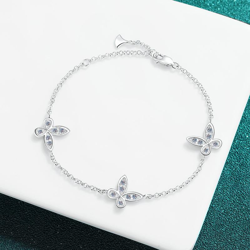 

Браслет-бабочка с серебряным инкрустированным муассанитом 925 пробы, легкий роскошный бант, простые женские украшения