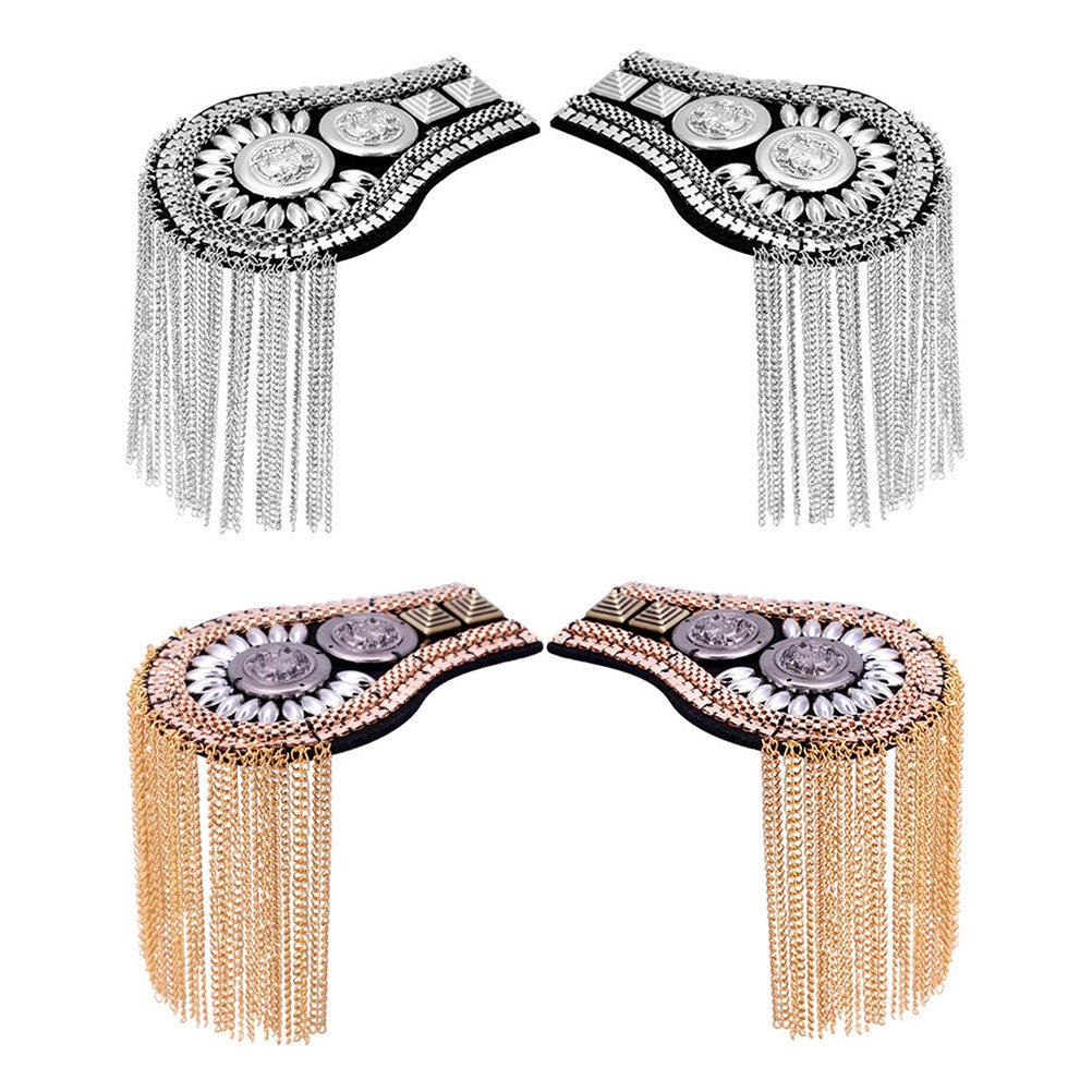 2Pcs Brooch Accessories Zinc Alloy Shoulder Board Tassel Decorations for Men Women Suits Stylish Chest Pin Jewelry
