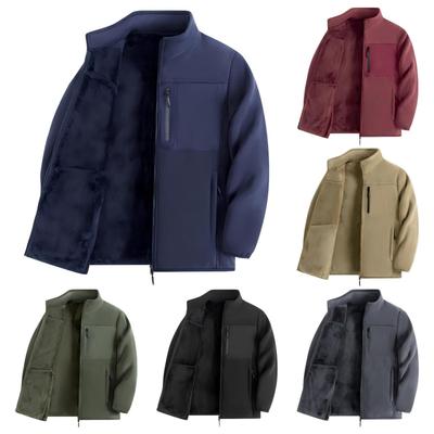 Men's Zip-collared Fleece Jacket Plus Fleece Heavy Thermal Jacket Outdoor Windproof Thermal Overcoat