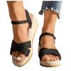 Buckle Strap Wedge Heel Sandal For Women Summer Woven Thick Bottom Gladiator Sandalias Mujer Non-Slip Platform Sandles Size 43