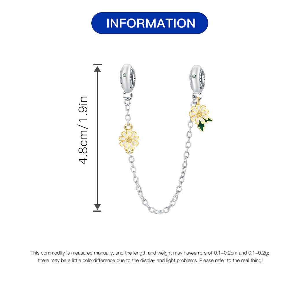 Beads Copper Charms Original Yellow Daisy Safety Chain Beads Fit Bracelet Jewelry Diy Women Fine Gift Accessory