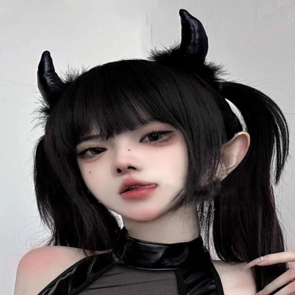 Cosplay Ox Horns Headband Headpiece Demon Hair Hoop Puffy Halloween Hair Band  Kids