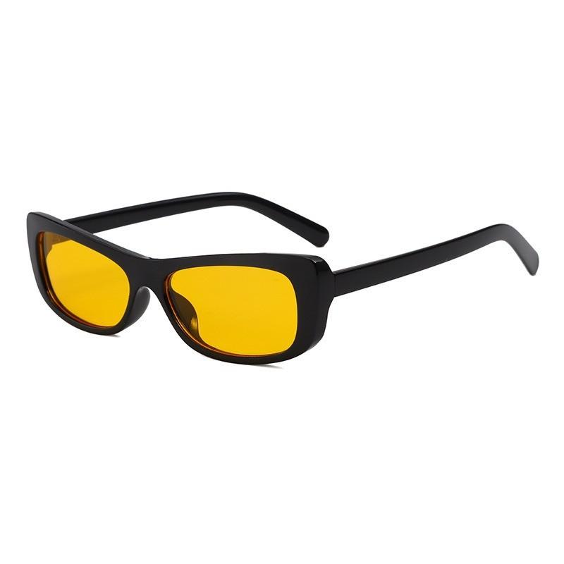 

Trendy Fashion Cat Eye Sunglasses With Full Frame Ac Lens For Parties And Outdoor Activities BlackFrameYellowLens