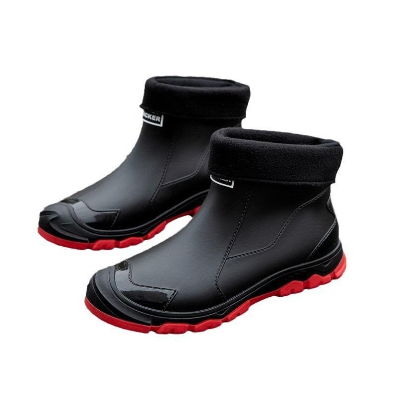 New Fashion Rain Shoes Short Men's Non-slip Waterproof Fashion Rain Boots Velvet Rubber Shoes Kitchen Work Short Tube Fashion