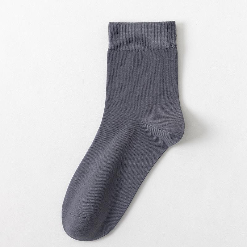 Cotton Spring and Autumn Pure Cotton Men's Socks, Men's Mid-leg Cotton Socks, Business Anti-odor, Sweat-absorbing, Antibacterial, Solid Color