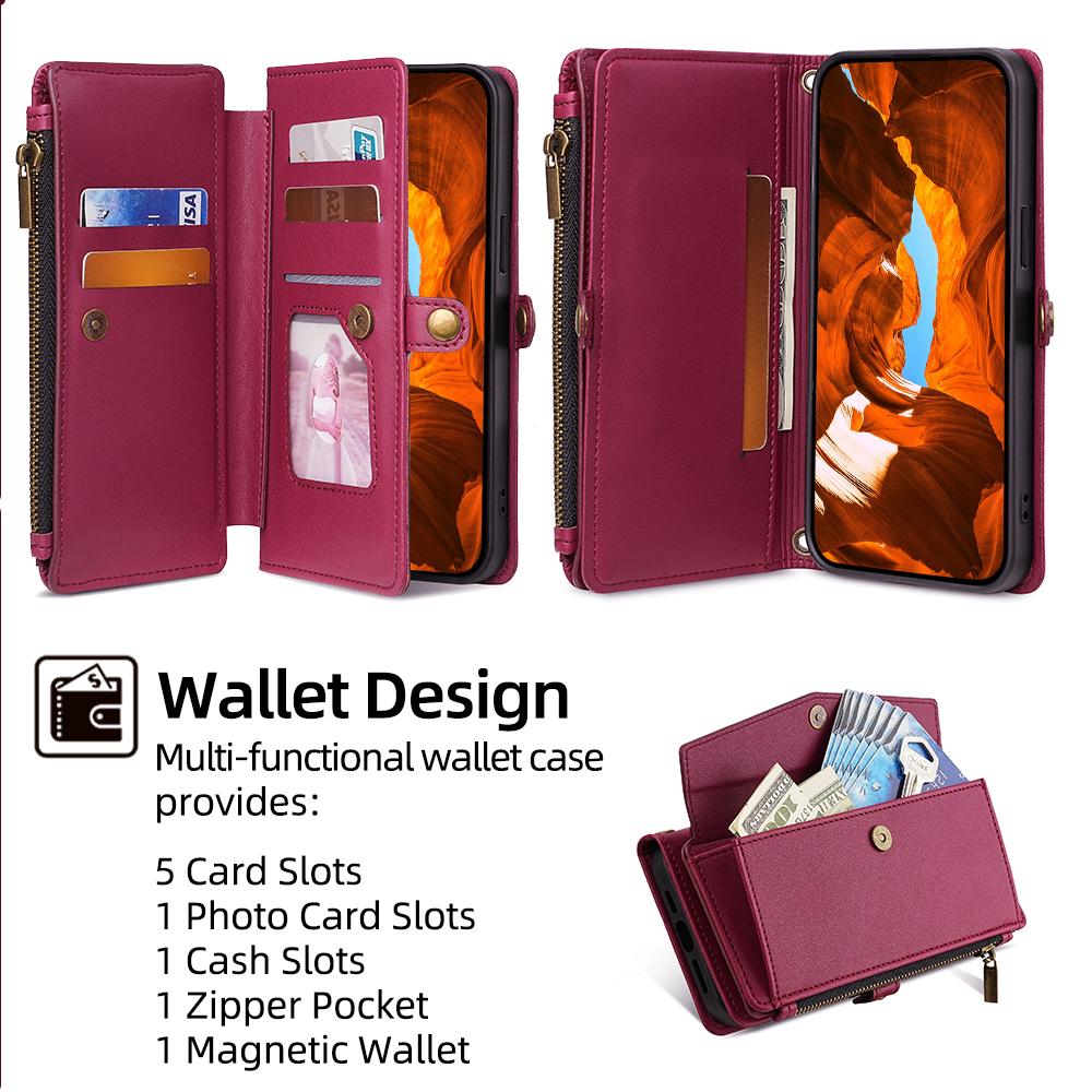 For OnePlus Nord CE4 5G Case Zipper Wallet Stand Leather Phone Cover with Adjustable Lanyard