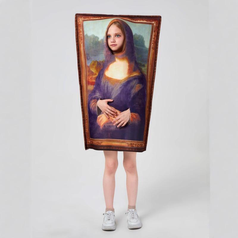 New Halloween Party Costumes Mona Lisa Fun Mural Campus Event Performance Onesie