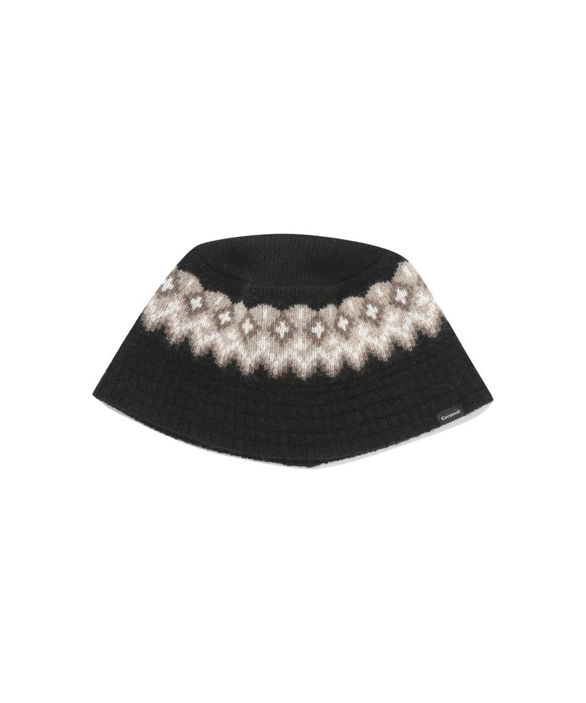 COVERNAT Logo Jacquard Lambswool Bucket Hat Black