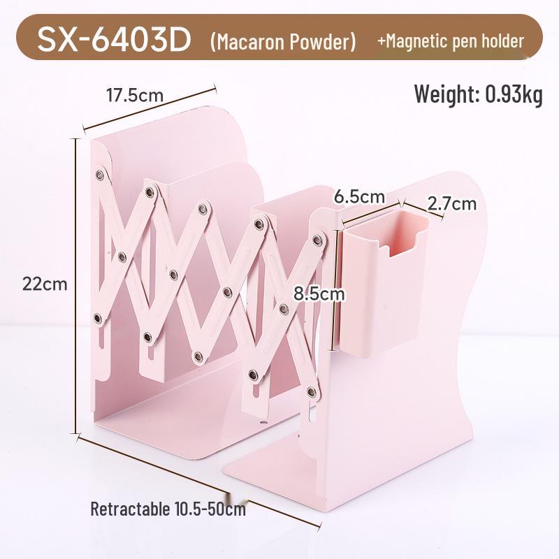 Magnetic Retractable Book Stand with Pen Holder - Desktop Bookcase Divider and Folding Fixer.
