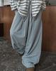 Corduroy High-Waist Striped Drawstring Trousers