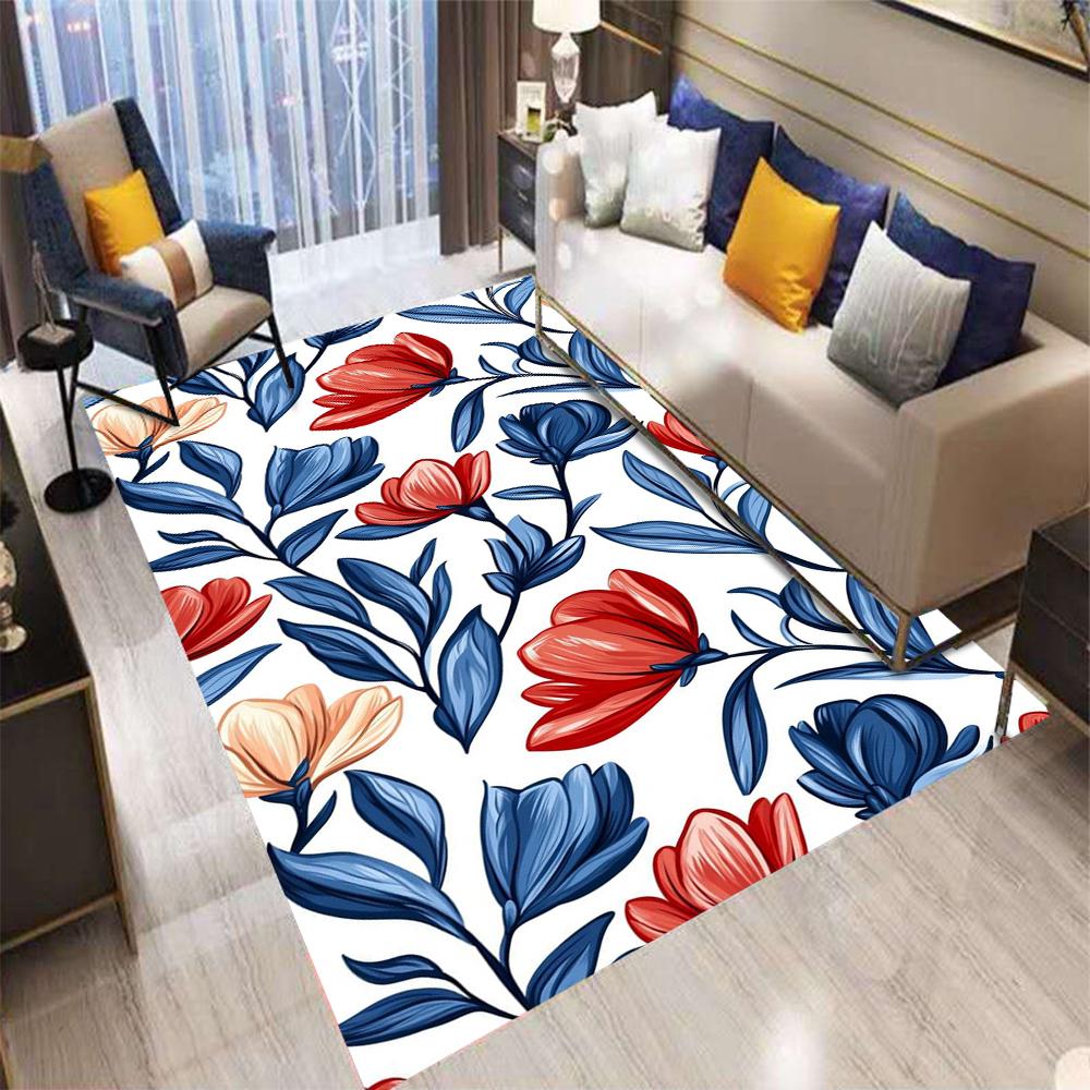  Retro Bohemian Style Color Flowers Carpet Living Room Sofa Bedroom Kitchen Entrance Door Mat Non-Slip Home Decor Rug
