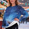 Women's Fashion Casual Long Sleeve Christmas Printed Round Neck Plus Velvet Thickened Sweatshirt