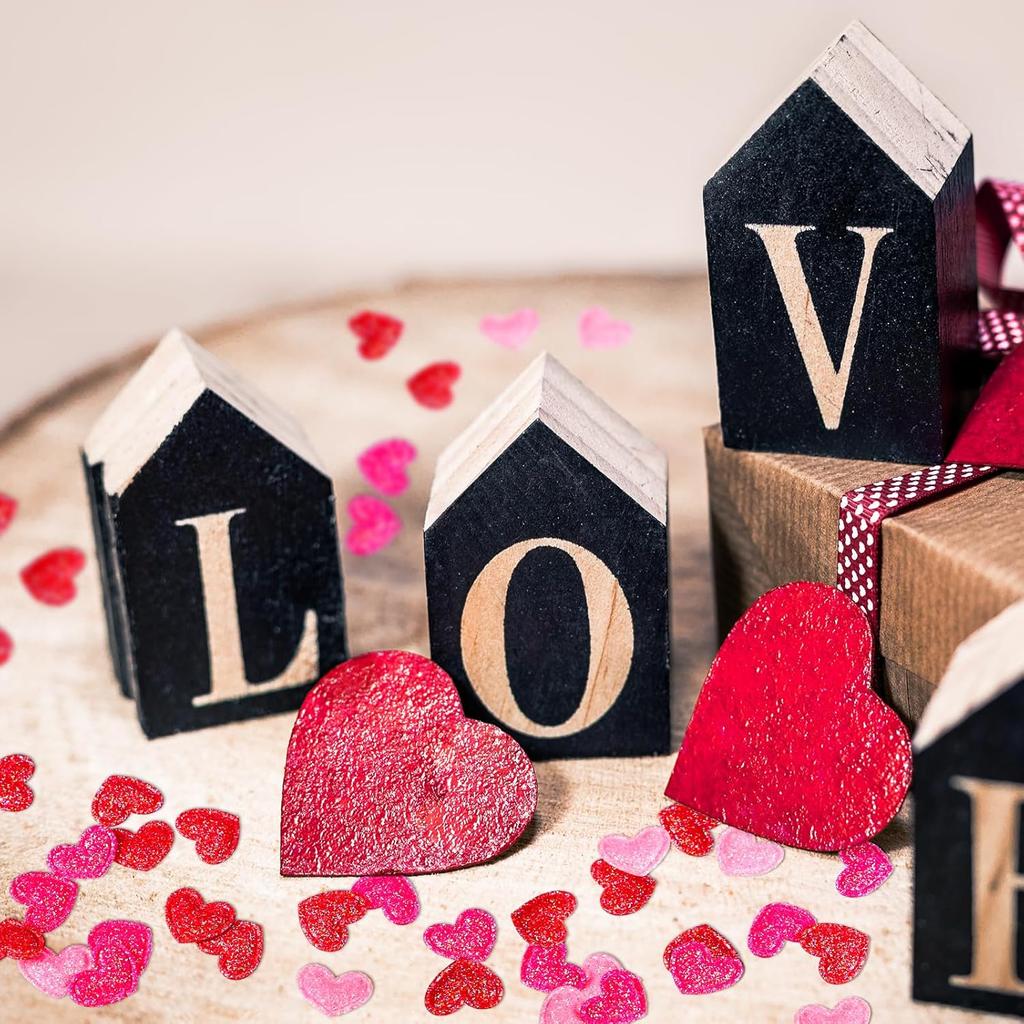 Tatuo 300 Pcs Valentine's Day Felt Hearts Decoration Glitter Felt Hearts Confetti Mini Heart Shapes Decorative Confetti for DIY Crafts Valentines