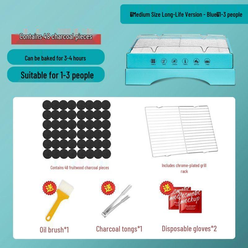 Portable Disposable Charcoal BBQ Grill Set for Camping and Outdoor Use