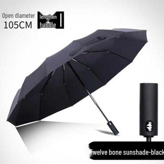 

Чорна автоматична складана парасолька з 12 спицями з логотипом на замовлення - Ідеально для бізнес-подарунків