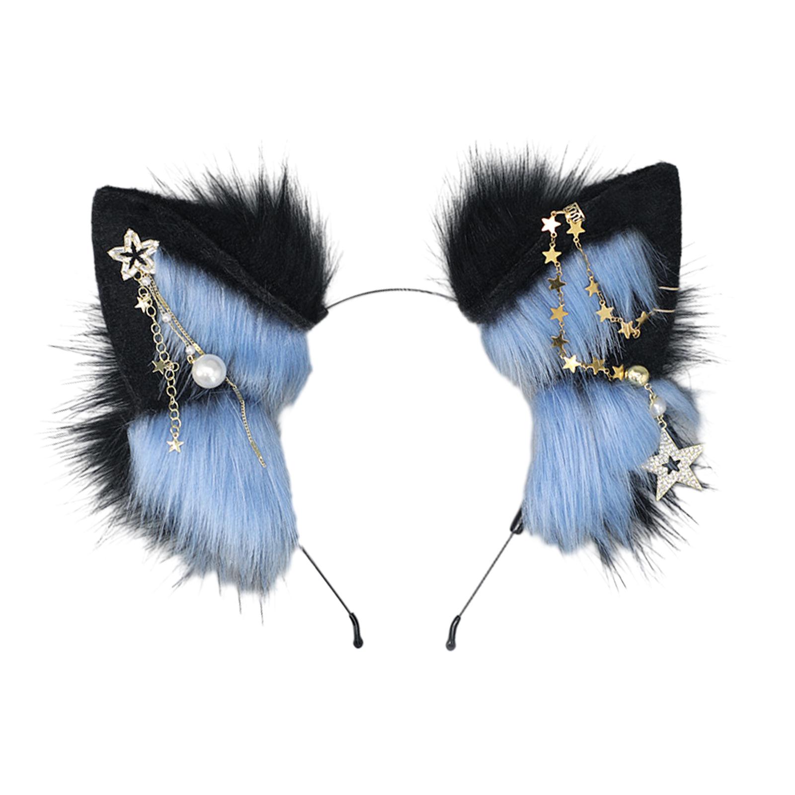 

Anime Cosplay Hair Hoops Beast Cat Hair Hoop Furry Hair Styling for Headband Furry Wolf Animal синий