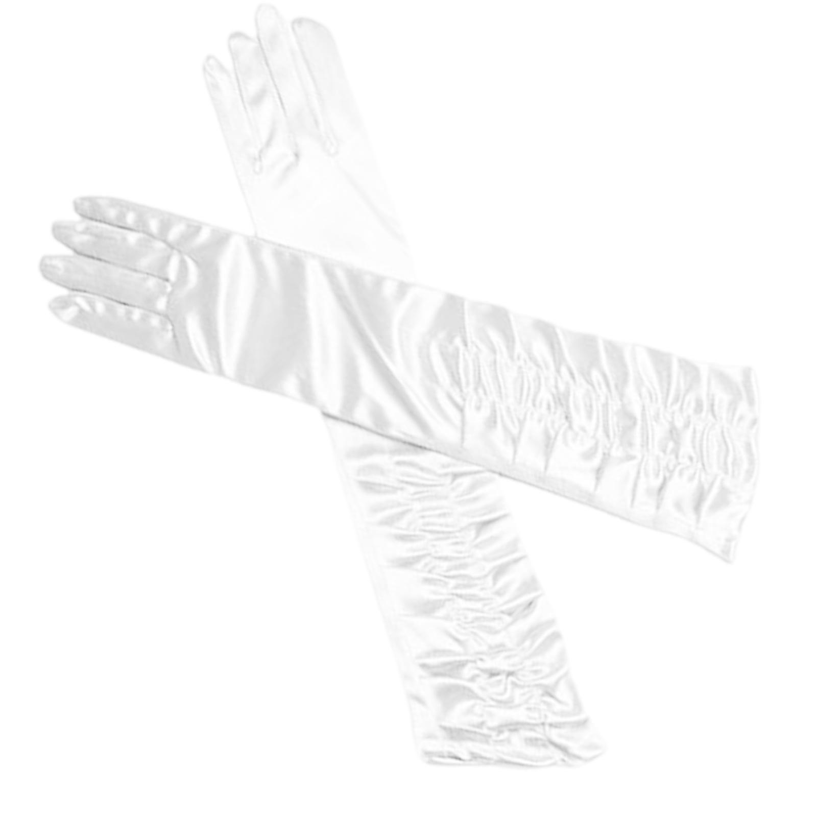 

1pair Soft Comfortable Gloves Wedding Gloves Ballroom Dance Breathable Mittens for Special Event білий