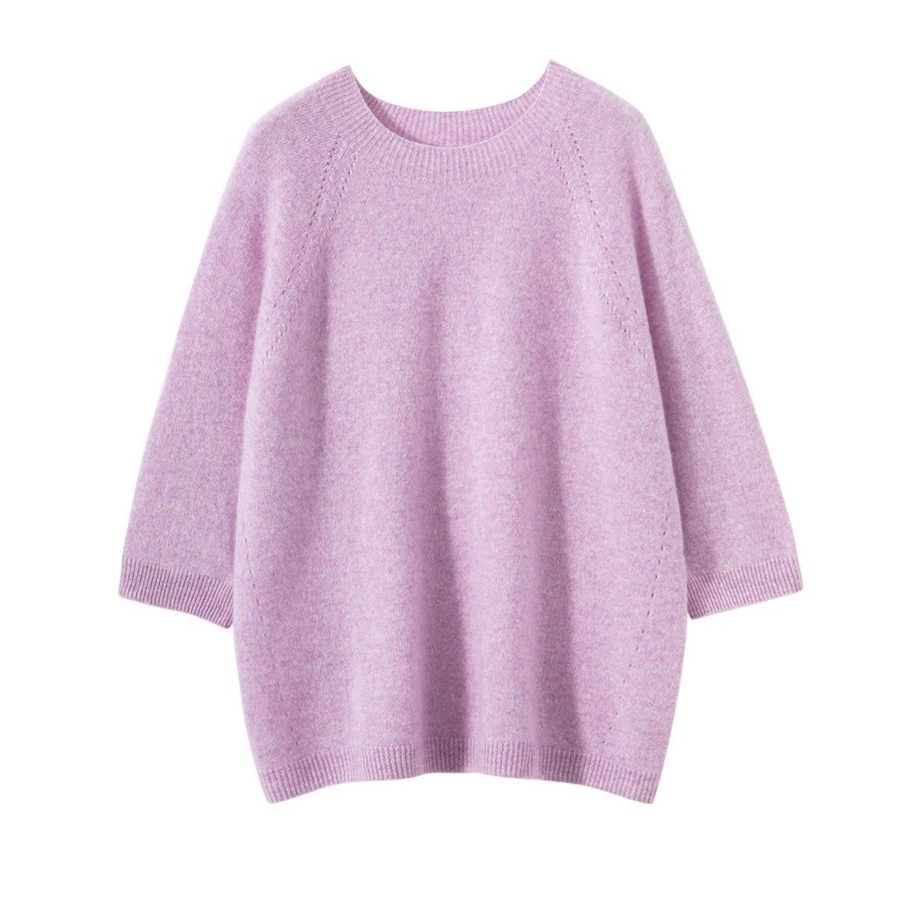Cashmere Knit Five-Sleeve Women's Round Neck Short Sleeve Vest