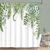 Sage Green Shower Curtain Plant Botanical Eucalyptus Leaf Watercolor Greenery Leaves Floral Bath Curtains Fabric Bathroom Decor