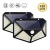 OEMG Outdoor Solar Light 100 LED Motion Sensor 2 Packs Waterproof Wireless Lighting For Garden Security Light Black