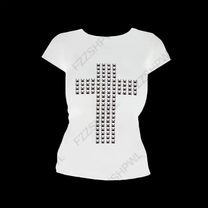 2KWEIRD Gothic Punk Rock Hip Hop Women's Short Sleeve T-Shirt Sexy Slim Chic Casual Basics Metallic Decor Crop Tops Y2K Emo Girl Clothes