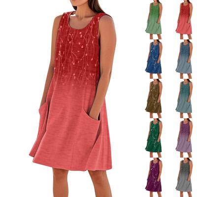Summer Dresses For Women Loose Beach Vacation Casual Sleeveless Sundresses With Pockets Tank Dress