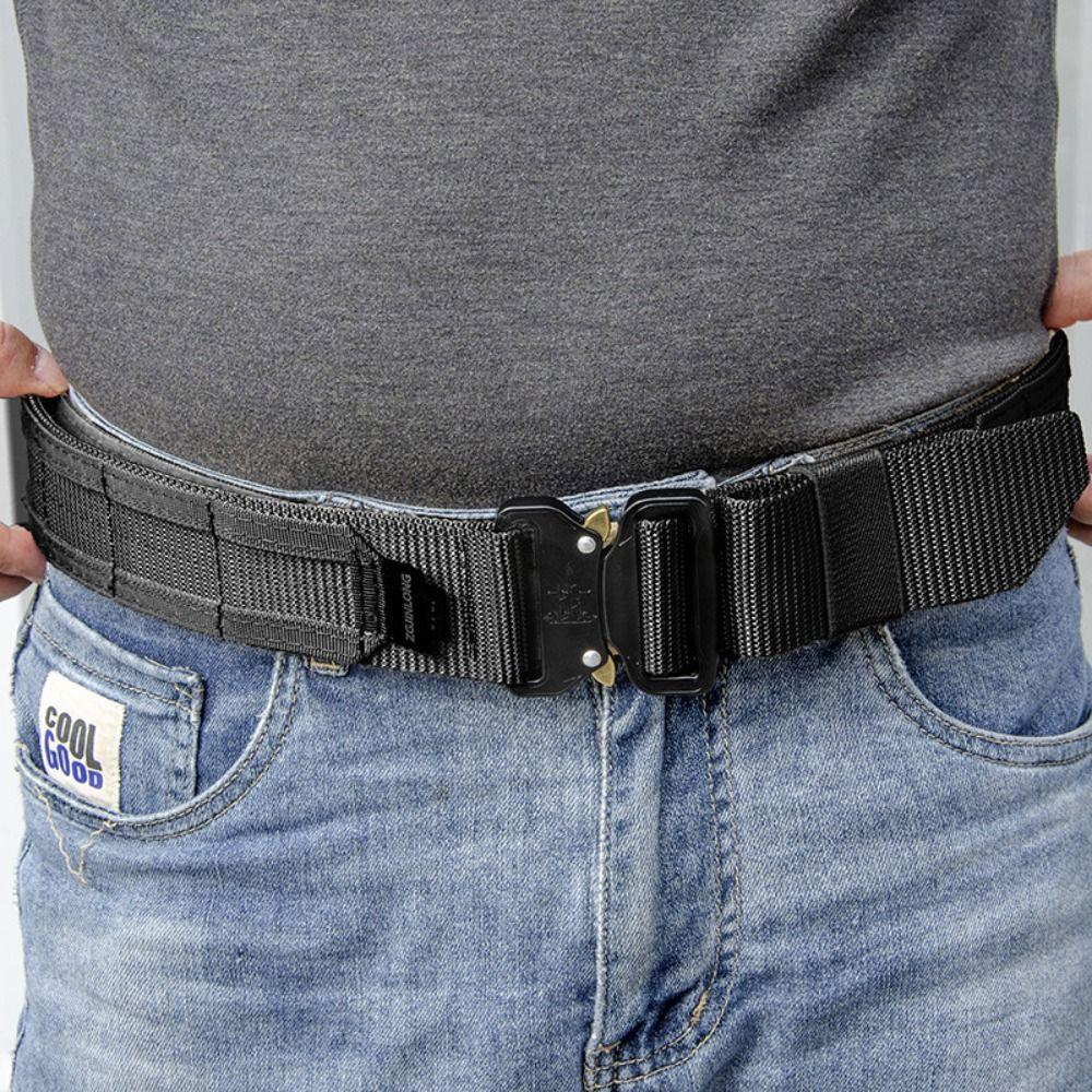 Adjustable Men's Training Belt Metal Buckle Outdoor Waist Bands Casual Nylon Braided Belt