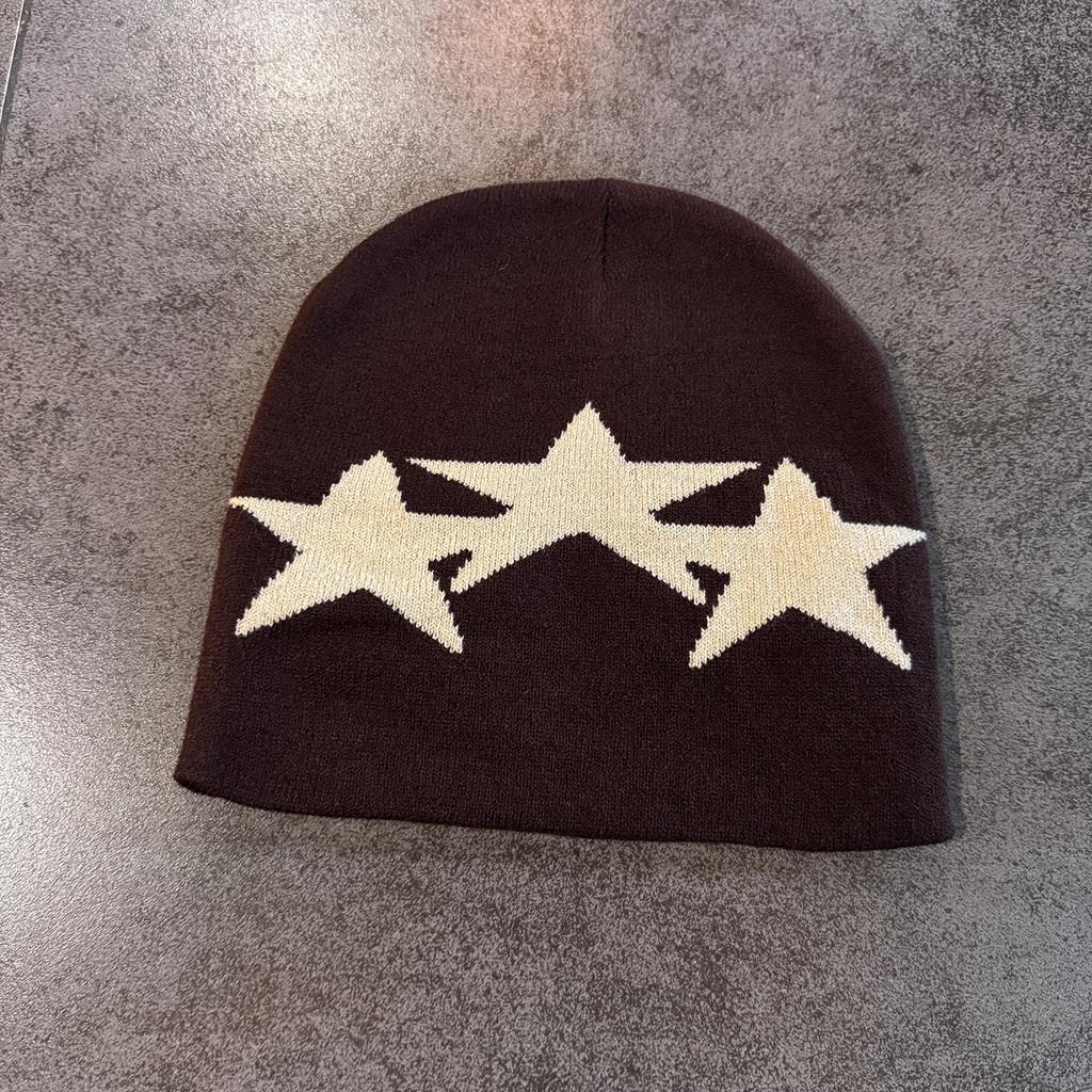 Beanie Fall Winter Knitted Cap With Star Pattern For Casual Gift Streetwear
