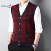 Cozy Up Pánská svetrová vesta bez rukávů s výstřihem do V Kabelová pletená vesta s knoflíkem dolů Cardigan