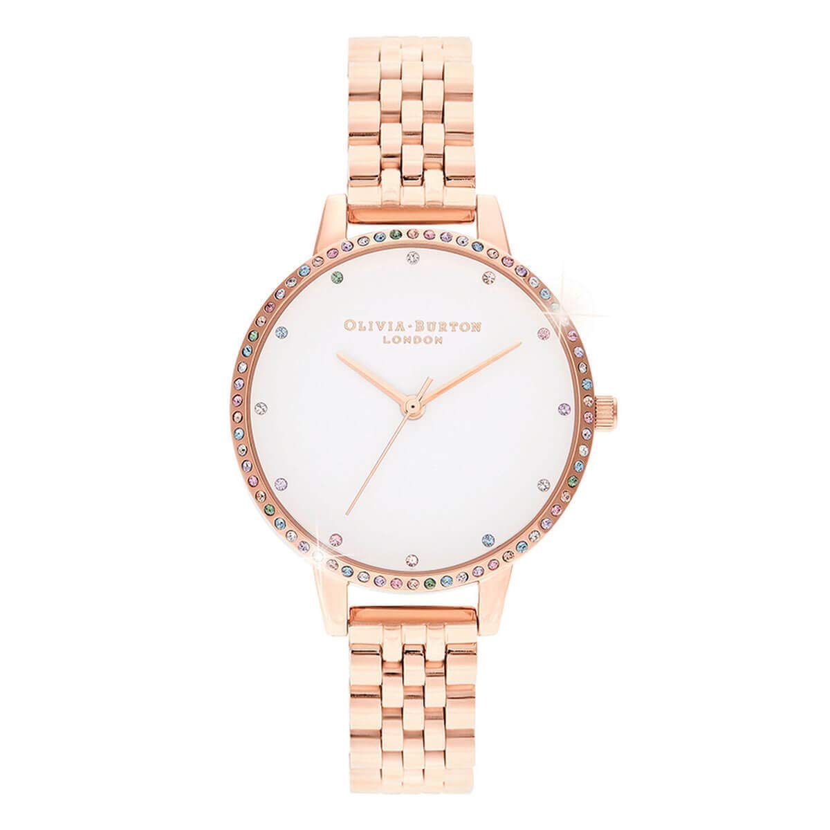 

Authorized Dealer Olivia Burton Watch Ladies OB16RB21 Rainbow Bezel Rose Gold Bracelet 34mm [OLIVIA BURTON] &